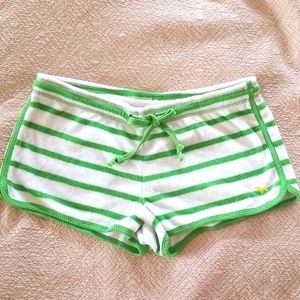 PINK VS Green stripe terry shorts
